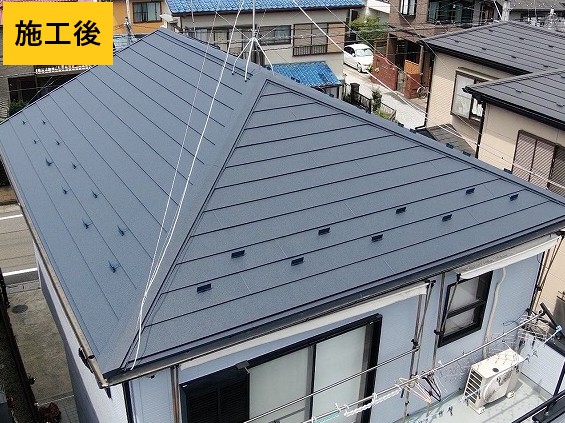 屋根修理・雨漏り修理の施工事例：　屋根カバー工法　S様邸